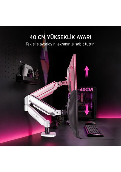 James Donkey Mr20 17 -32 Amortisörlü Tekli Monitör Standı Beyaz