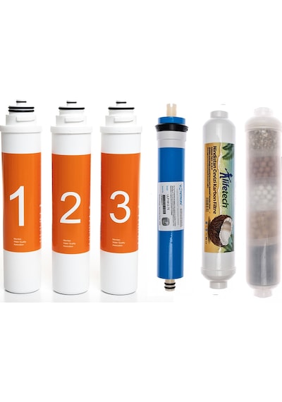 Sulook Waterlife Su Arıtma Cihazı Uyumlu Tak-çevir 6'lı Filtre Seti, 10 Aşamalı, Vontron Membranlı
