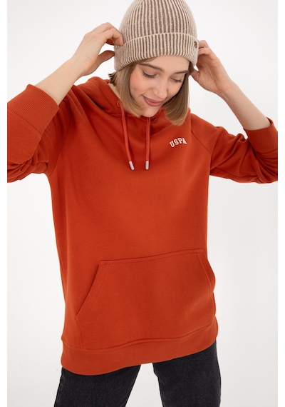 U.S. Polo Assn. Erkek Kapüşonlu Kiremit Basic Şardonlu Sweatshirt 50295176-VR031