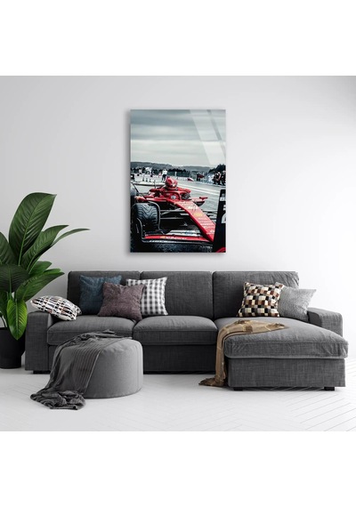 Ferrari Pit Yolu F1 Cam Tablo Formula 1 Duvar Dekoru 70x110 Cm