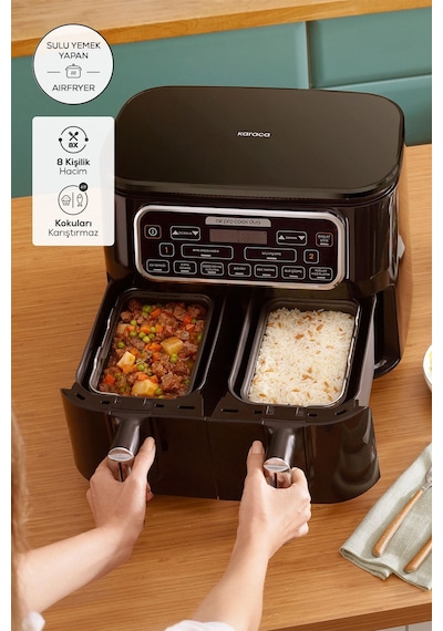 Karaca Air Pro Cook Duo Ev Yemeği Xxxl 8 Kişilik Airfryer 4 + 4 L