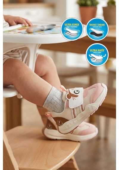 Cool Somon Cırtlı Desenli Anatomik Bebek İlk Adım Spor Ayakkabı Sneaker Orion İa