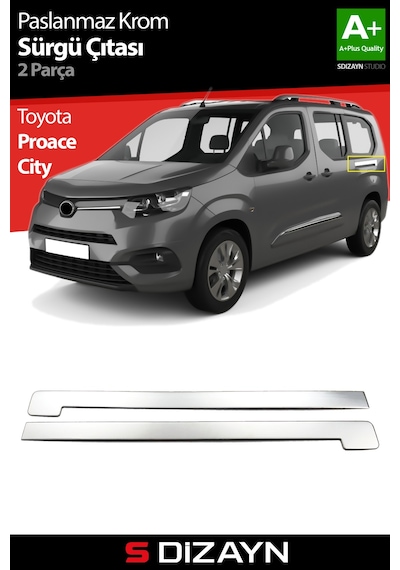S-dizayn Toyota Proace City Krom Sürgülü Kapı Çıtası 2 Prç 2019 Üzeri A+ Kalite