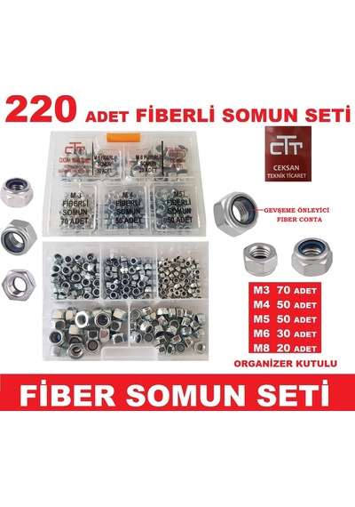 Fiberli Somun Seti 220 Parça Organizer Kutulu