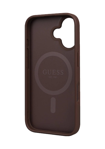 Apple iPhone 16 Uyumlu Kılıf Magsafe Şarj Özellikli Guess  Lisanslı Small 4g Classic Kahverengi