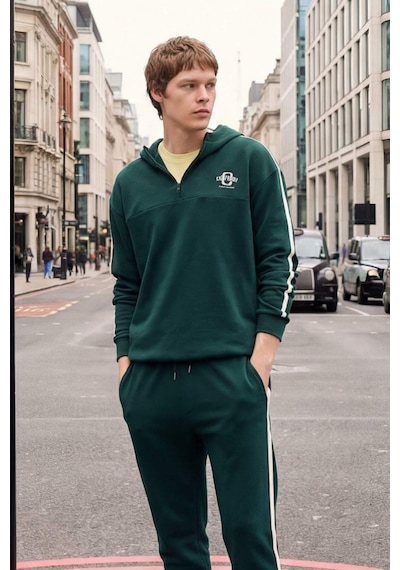 Defacto Boxy Fit Kapüşonlu Baskılı Sweatshirt F8659ax26spgn465 Yeşil-gn465