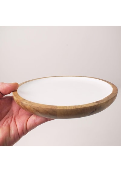 Mango Ağacı Pasta Tabağı - İçi Krem Emaye Enamel Kaplama 20 Cm Tatlı, Meyve Ve Kahvaltı Tabağı - Leke Tutmaz Ahşap Sunum Yükseklik: 2 Cm Çok renkli