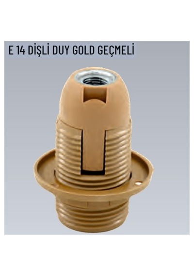 10 Adet E14 Dişli Geçmeli Gold Duy