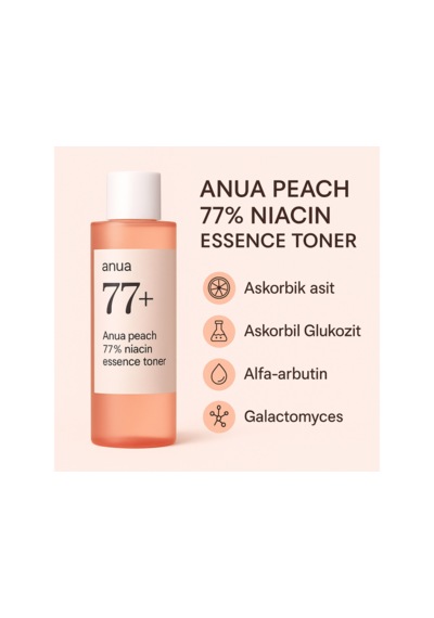 Anua Peach 77% Naıacın Essence Toner Pürüzsüz Ve Parlak Bir Cilt İçin 250 Ml