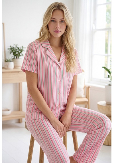 Nbb Kadın Pembe Hello Summer Önden Düğmeli Pijama Takımı