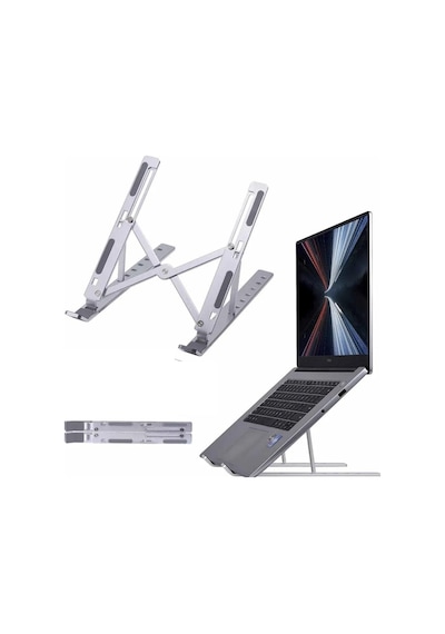 Teleskopik Laptop Standı Ayarlanabilir Yükseklikli Metal Gövdeli Taşınabilir Ergonomik Cihaz Standı