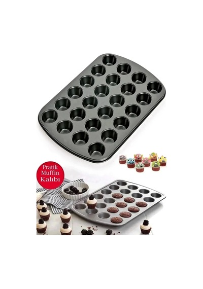 24'lü Ve 12'li Muffin Cupcake Kapsüllü Muffin Kalıbı Yüksek Kaliteli Yanmaz Yapışmaz Turta Tepsi Çok Renkli