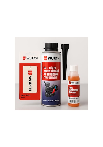 Tr Würth Dizel Enjektör Temizleyici Katkı 300 Ml Ve Asma Koku + Cam Temizleme Sabunu