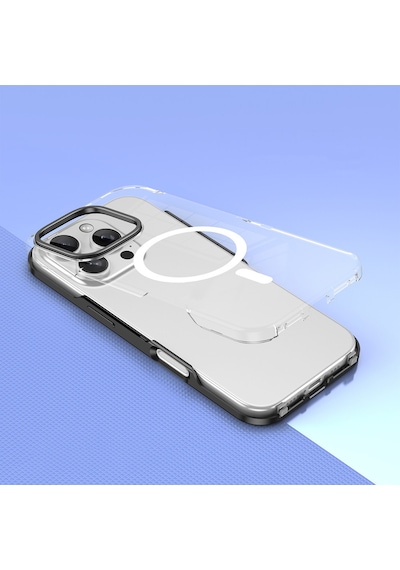 Apple Uyumlu iPhone 16 Pro Kılıf M-safe Şarj Özellikli Çıkarılabilir Arka Yüzeyli Zore Polar Kapak Siyah