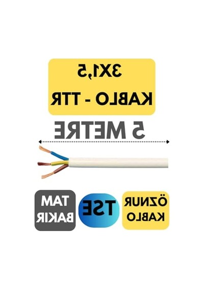 5 Metre Uzunluğunda Beyaz Ttr Kablo, 3x1.5 Mm² Kesit