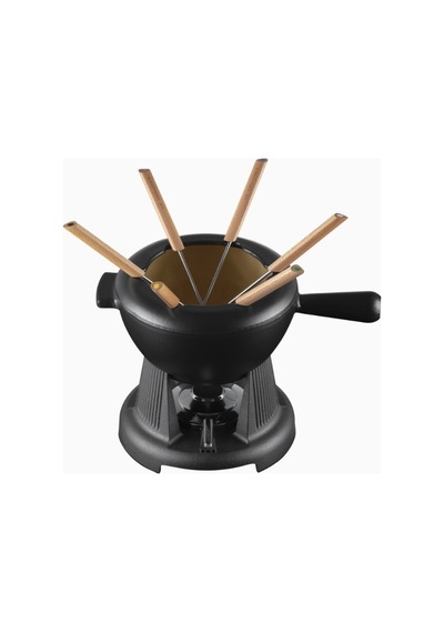 Le Creuset 6 Kişilik Lüks Döküm Fondü Seti Mutfak Ekipmanları Mat Siyah 4