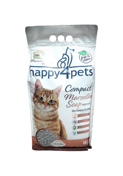 Happy4pets Marsilya Sabun Kokulu İnce Taneli Topaklaşan Bentonit Kedi Kumu 10 KG