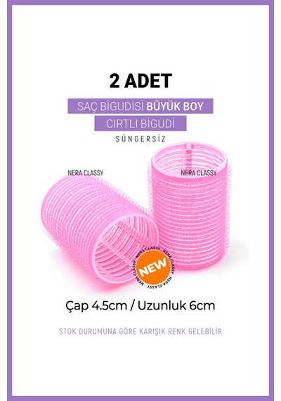 2li Saç Bigudisi L Boy Bigudi Pembe