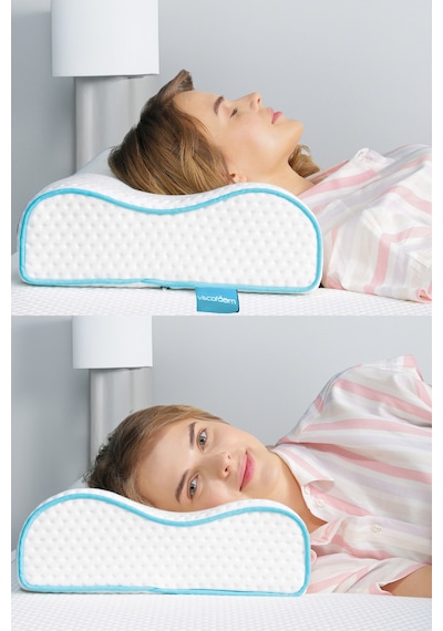 Viscofoam Çift Taraflı Yüksek Boyun Destekli Ortopedik Yastık Visco Yastık - 55x35x12-11cm
