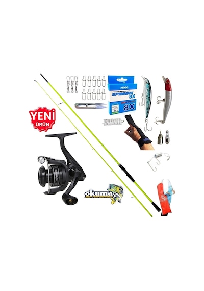 Okuma Revenger Rv-4000a 270cm 5-55gr Karbon High Tech Rapala Maket Balık Spin Olta Takımı Seti