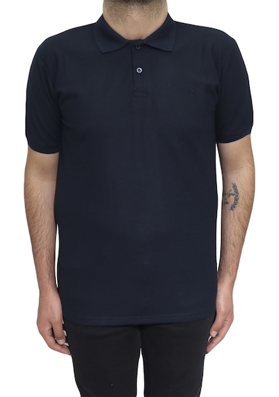 Erkek Santa Düz Spor Kesim Dar Kalıp Polo Yaka T-shirt Lacivert