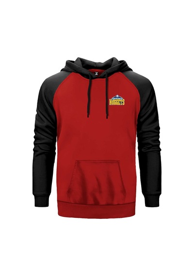 Denver Nuggets Logo Kırmızı Renk Reglan Kol Sweatshirt Kırmızı