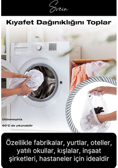 6 Adet Çamaşır Yıkama Filesi Maxi Kirli Elbise Giysi Kıyafet Torbası Okul Üniversite Yurt Asker