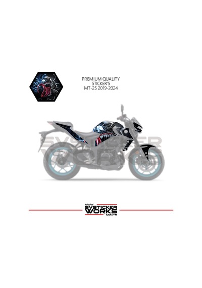 Mt-25 Sticker Kaplama Venom Motor Kaplama Modeli Hazır Kit 2019-2024 Uyumlu Siyah