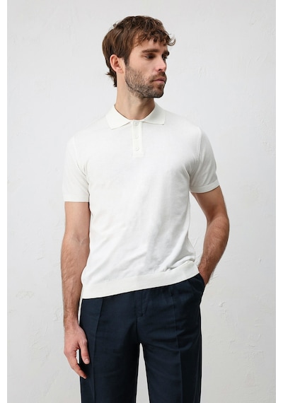 Antioch Comfort Slim Polo Yaka Erkek Triko T-shirt Ekru