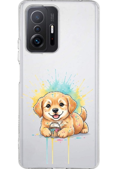 Xiaomi Mi 11t Pro İle Uyumlu Splash Köpek Tasarımlı Şeffaf Silikon Kılıf Şeffaf