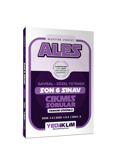 Yediiklim Yayınları Ales Master Serisi Sayısal Sözel Yetenek Tamamı Çözümlü Son 6 Sınav Çıkmış Sorular