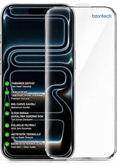 Apple iPhone 17 Pro Max / 18 Pro Max Uyumlu 300cc Yeni Nesil Çerçevesiz Tam Kaplayan Ekran Koruyucu Daraltma Yapmaz
