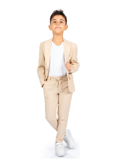 Mnk Baby & Kids Spor Çocuk Ceket, Tişört , Jogger Pantolonlu Takım Mnk5682 Bej