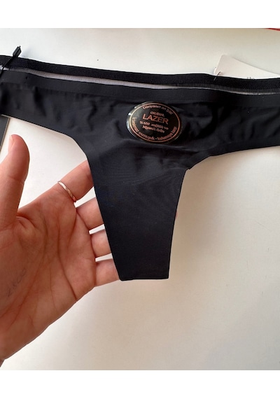 Orijinal Lazer Kesim Spandex Invisible Dikişsiz Transparan Detayl Siyah