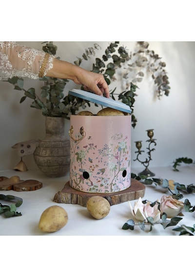 Botanica Pink Desenli Metal Patateslik, 22.5 X 24 Cm, 9 Lt