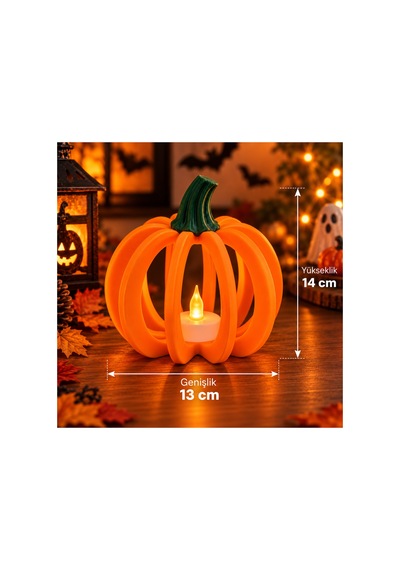 Halloween Cadılar Bayramı Balkabağı Led Tea Light Gece Lambası Dekoratif Balkabağı Masa Lambası Turuncu - Yeşil Turuncu - Yeşil
