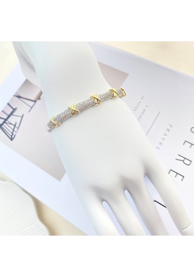 Xoxo Bileklik Kelepçe 316l Paslanmaz Çelik 19 Cm Çift Renk Gümüş