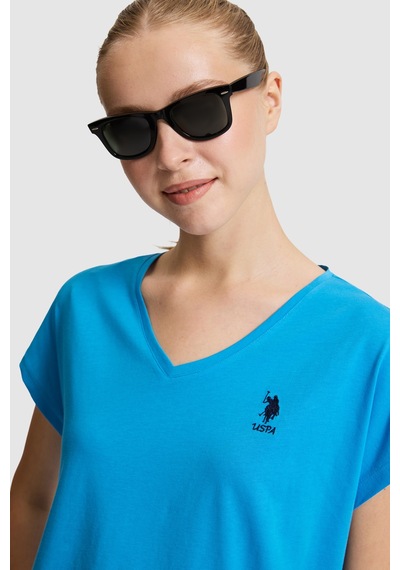 U.S. Polo Assn. U.s. Polo Assn. Kadın Kobalt Tişört Basic 50323541-vr077