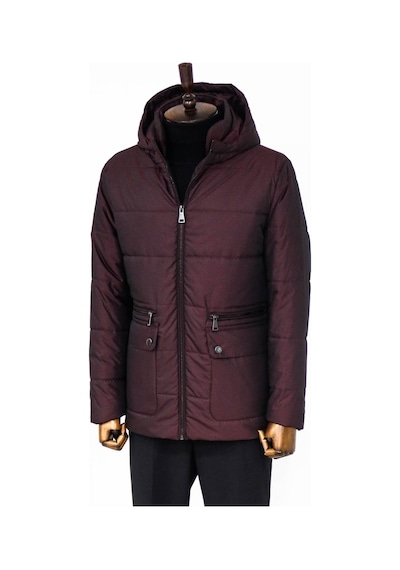Wessi Slim Fit Kapüşonlu Bordo Erkek Şişme Mont Bordo