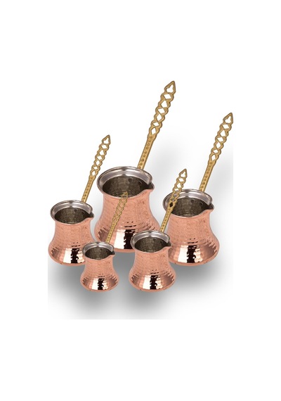 Cobper Premium Collection Köz Bakır Cezve 5'li Büyük Takım
