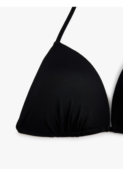 Koton Boyundan Bağlamalı Üçgen Bikini Üstü Siyah 6sak10048mm