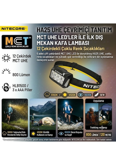 Nıtecore Ha25uhe 800 Lumen Kafa Fenerı Çok Renkli