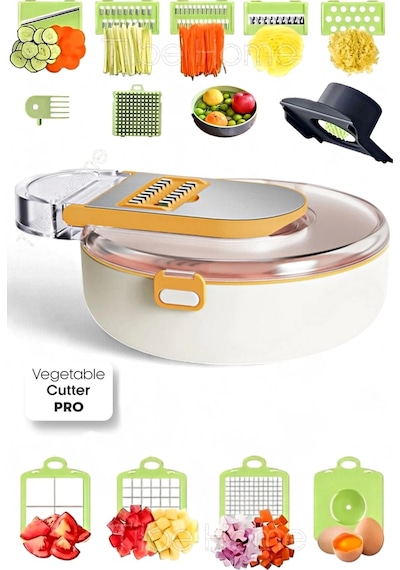 Tilbe Home Vegetable Cutter Pro Rende Sebze Doğrayıcı Dilimleyici Hazneli Soğan Küp Kesici Dicer Ren Renkli