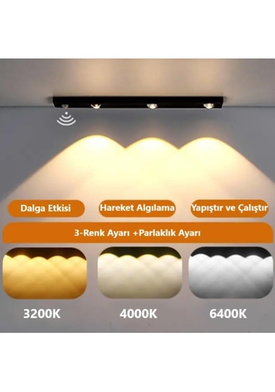 Rultech 40cm Harekete Duyarlı Led İnsan Vücudu Sensörlü Usb Sarj Taşınabilir Kablosuz Mutfak Elbise Dolabı Merdi Diğer