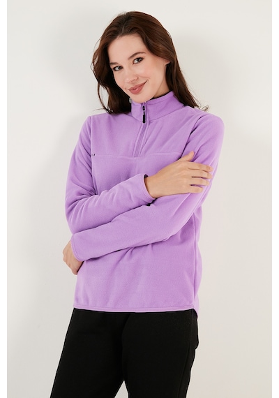 Lela Slim Fit Yumuşak Dokulu Anti-Pilling Tüylenme Yapmayan Yarım Fermuarlı Bayan Polar 5907000 Lila