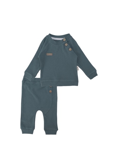 Bebelop Unisex Bebek Raporlu Basic Düğme Detaylı 2'li Alt Üst Takım 001