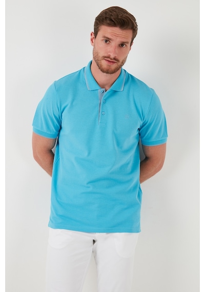 Buratti % 100 Pamuk Düğmeli Regular Fit Erkek Polo Yaka T Shirt 5902118 Aqua-Mavi