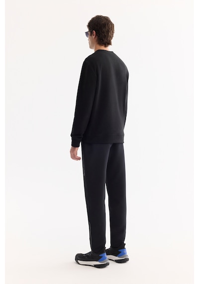 Avva Erkek Siyah Bisiklet Yaka Soft Touch Baskılı Polar Regular Fit Sweatshirt A52y1269