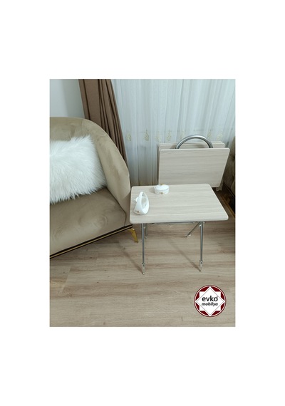 Evko Mobilya Çanta Zigon Sehpa, 4'lü Sehpa, Zigon Sehpa, Servis Sehpası, Mdf Mebran Sehpa, Katlanır Sehpa Meşe