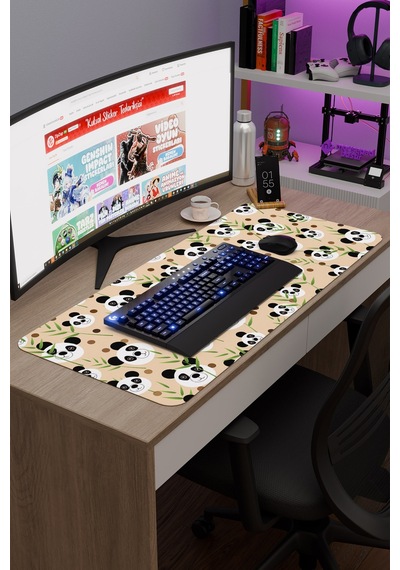 Panda Kaymaz Dikişli Kauçuk Oyuncu Mousepad V5 - 90x40 Xxl Gaming Mouse Pad Fare Altlığı